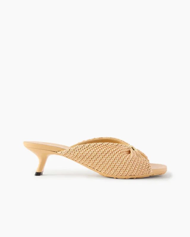 Summer Brunch Woven Kitten Heel Mules made by Larosa