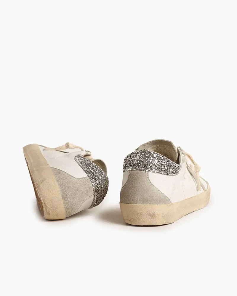 Women's White Nappa Leather Sneakers with Silver Glitter Heel Tab sold by Larosa product image thumbnail 4