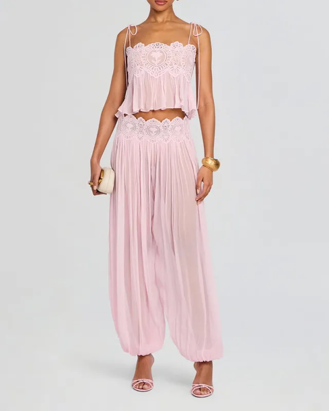 Romantic Resort Lace Trimmed Summer Two Piece Set made by Larosa