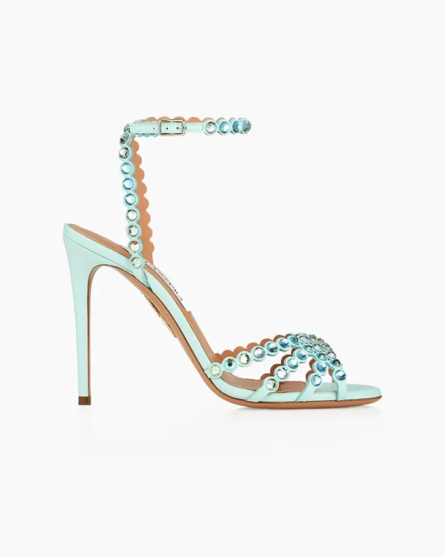 Glamorous Evening Crystal Ankle Strap Sandal Heels made by Larosa