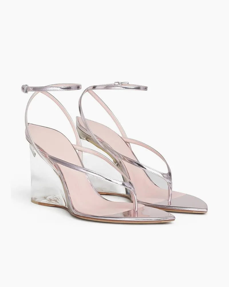 Transparent Plexi Heel Wedge Thong Sandals sold by Larosa product image thumbnail 2