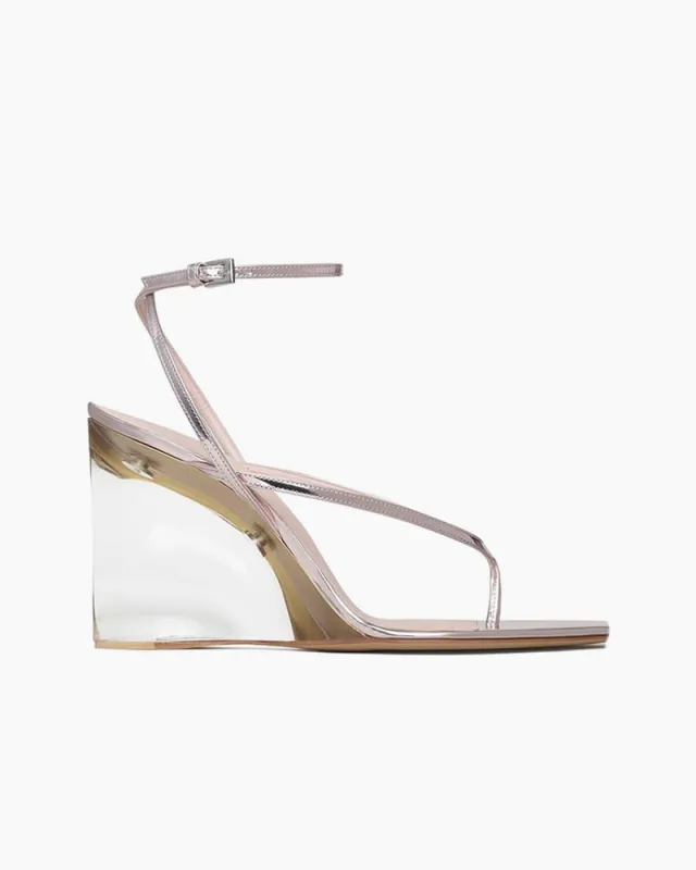 Transparent Plexi Heel Wedge Thong Sandals made by Larosa