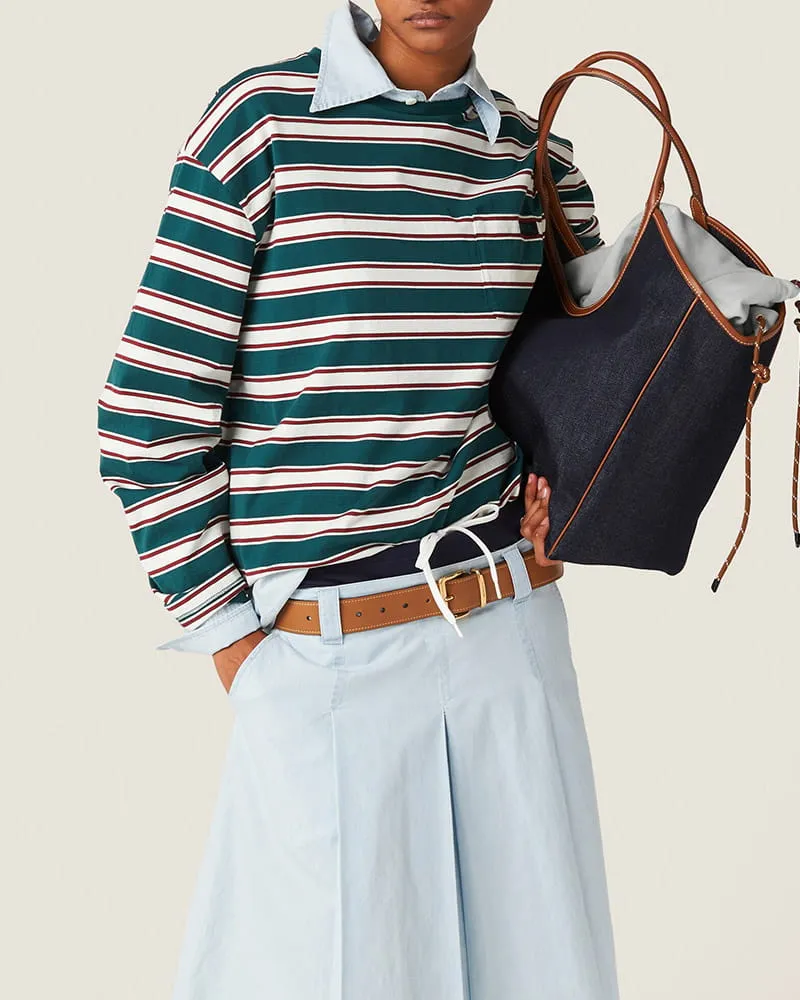 Striped Cotton Jersey Long Sleeve Tee sold by Larosa product image thumbnail 2