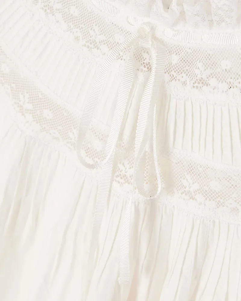 Lace Trim Cotton Mini Dress sold by Larosa product image thumbnail 4