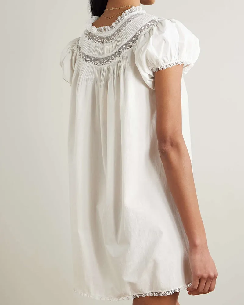 Lace Trim Cotton Mini Dress sold by Larosa product image thumbnail 3