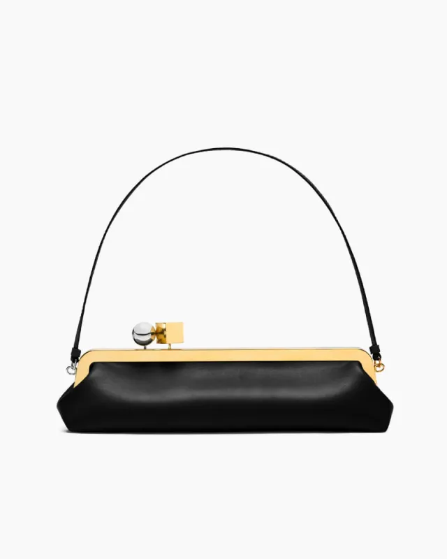 Evening Croc Embossed Patent Shoulder Clutch made by Larosa
