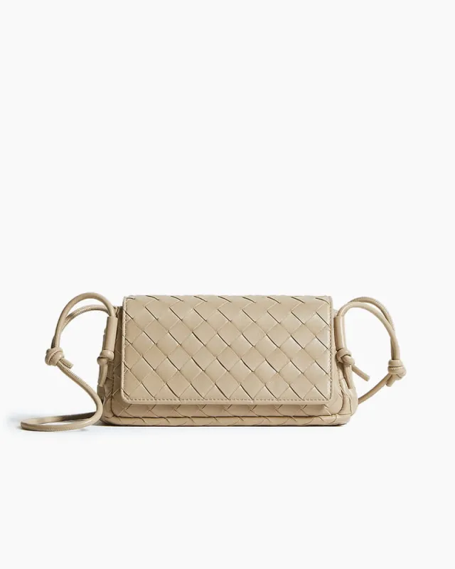 Evening Ready Woven Leather Crossbody Clutch made by Larosa