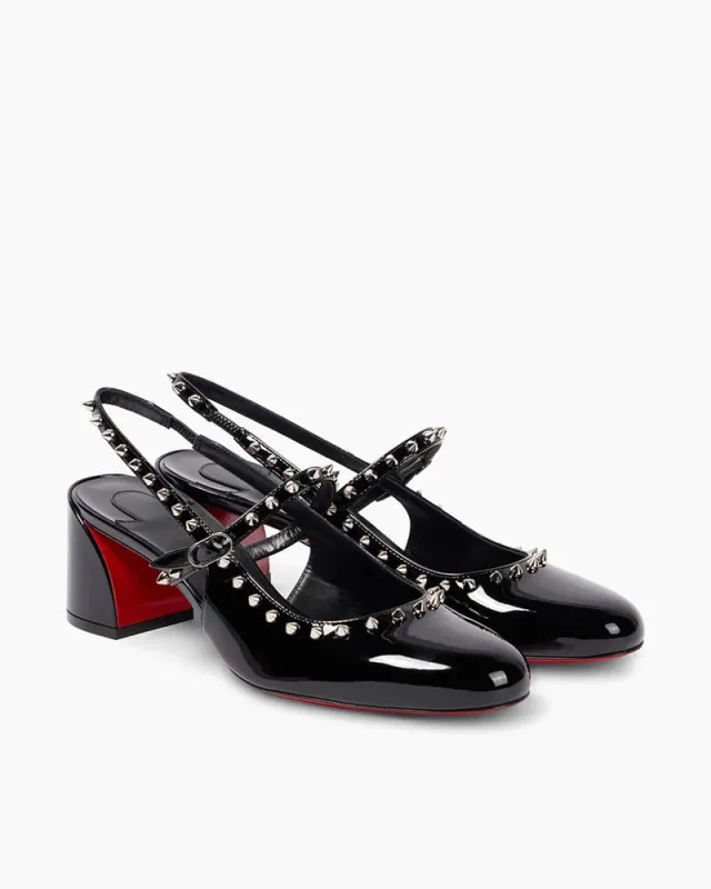 Patent Leather Studded Slingback Pumps made by Larosa