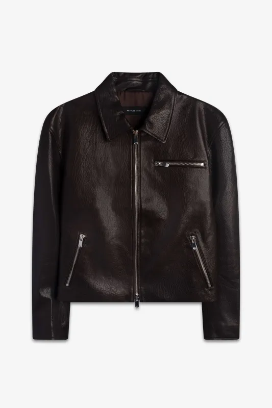 GRAIN BLOUSON JACKET (ESPRESSO) sold by Pearled Ivory