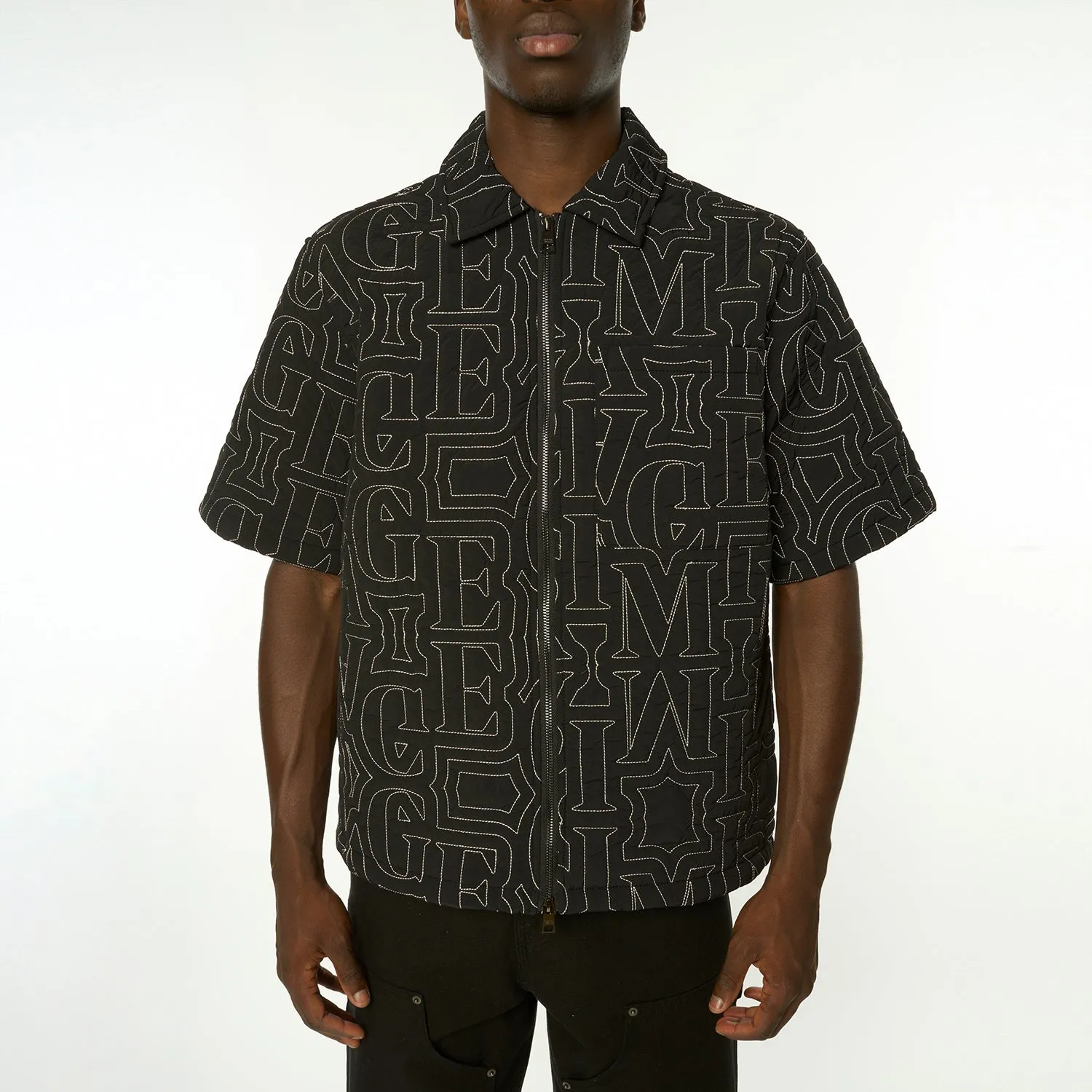 QUILT EMBROIDERY ZIP SHIRT sold by Criminal Damage product image thumbnail 2