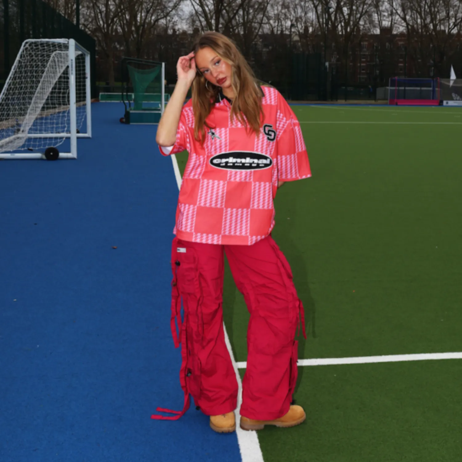 WOMENS RED CARNABY TROUSERS sold by Criminal Damage