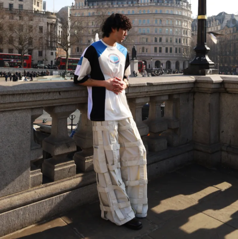 MENS OFF-WHITE LATTICE TROUSERS sold by Criminal Damage