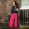 WOMENS RED LATTICE TROUSERS sold by Criminal Damage