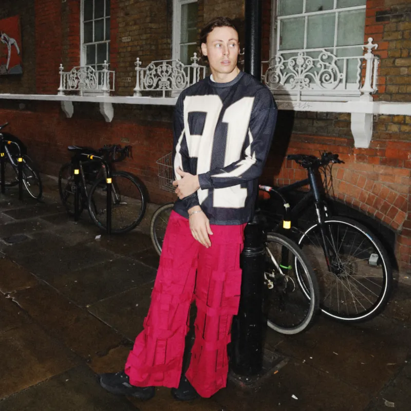 MENS RED LATTICE TROUSERS sold by Criminal Damage