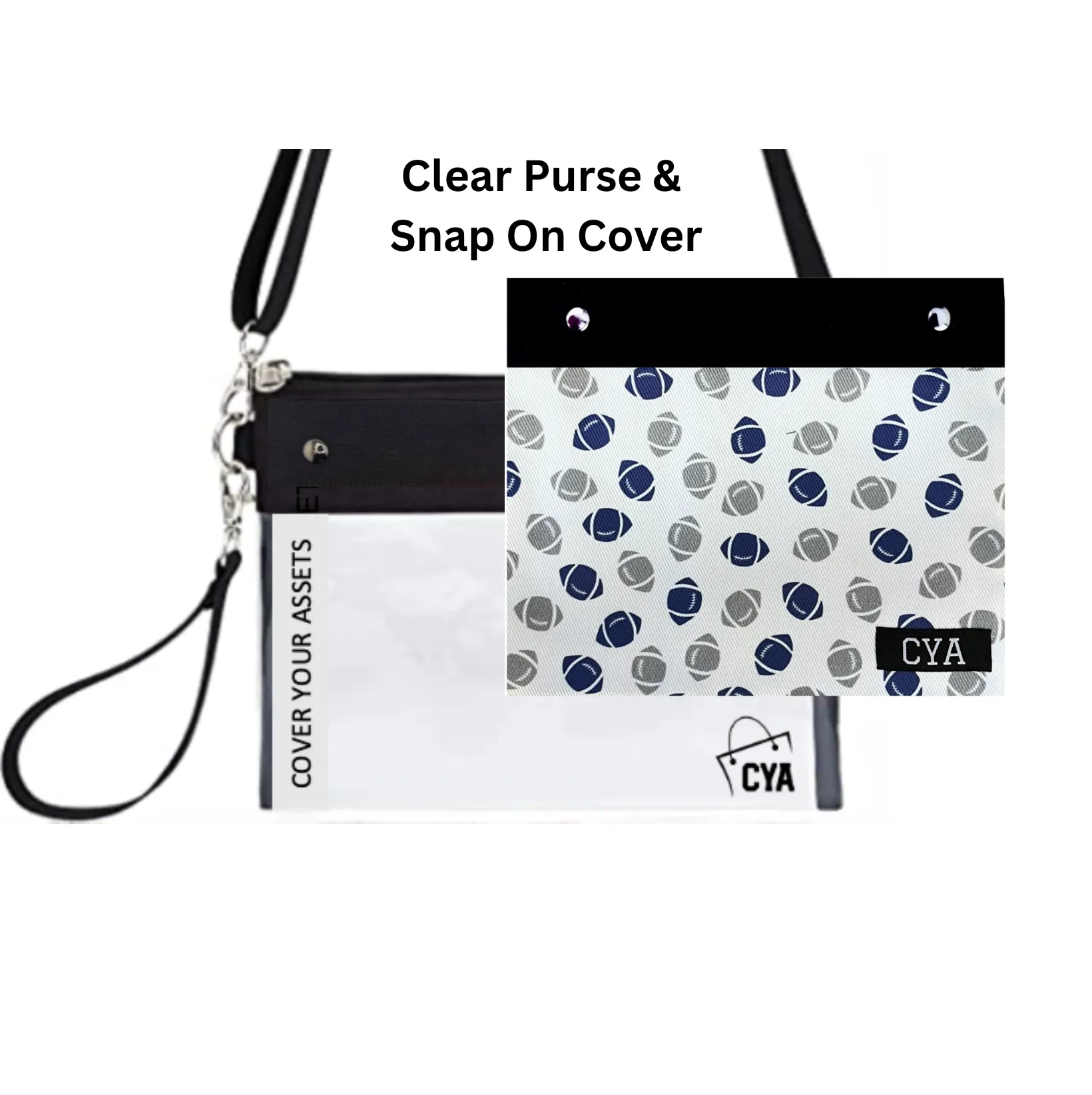 Blue & Gray Ftballs - Wide - Purse & Cover sold by CYA - Cover Your Assets