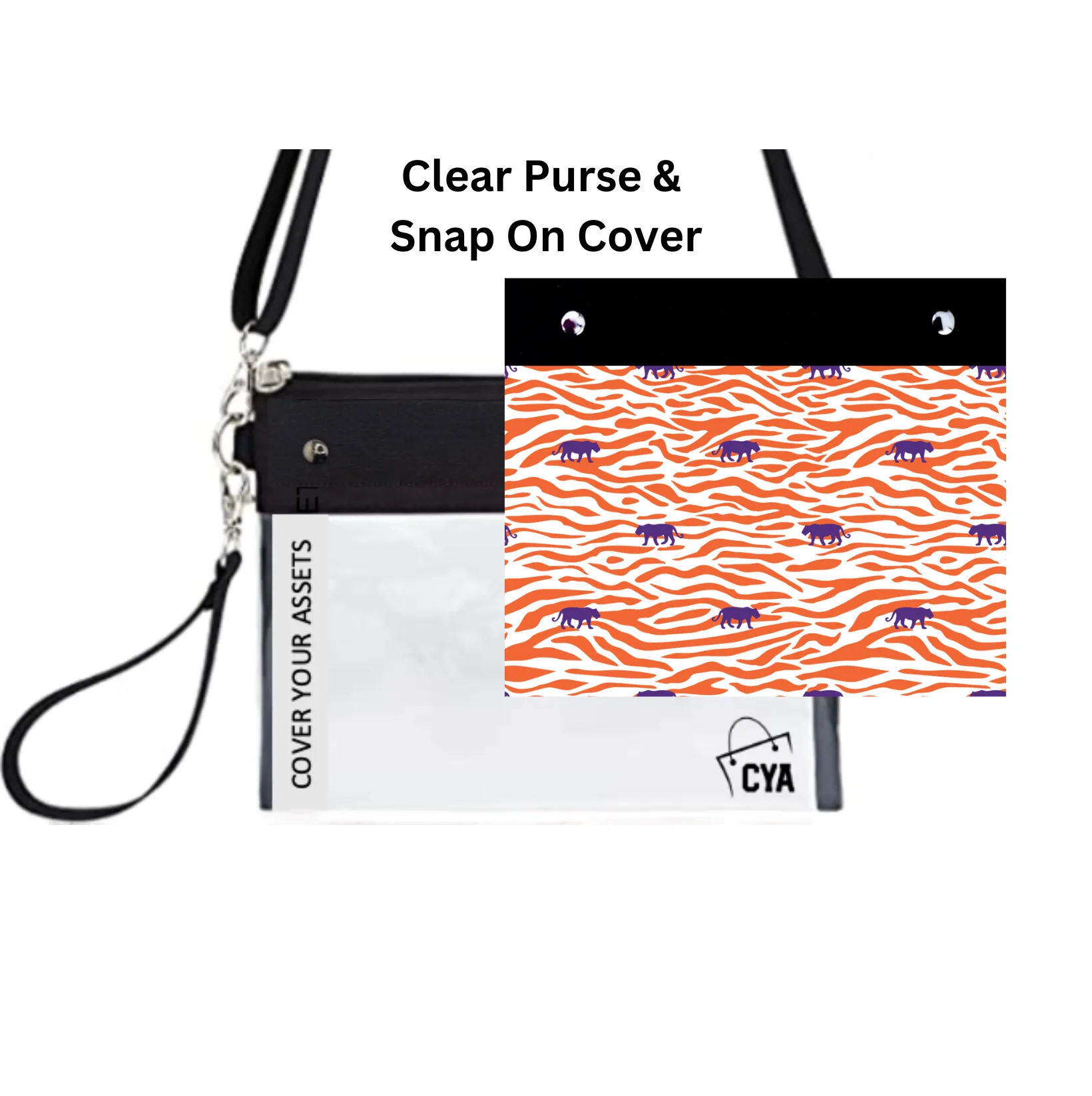 Orange Stripes & Purple Tigers - Wide - Purse & Cover sold by CYA - Cover Your Assets