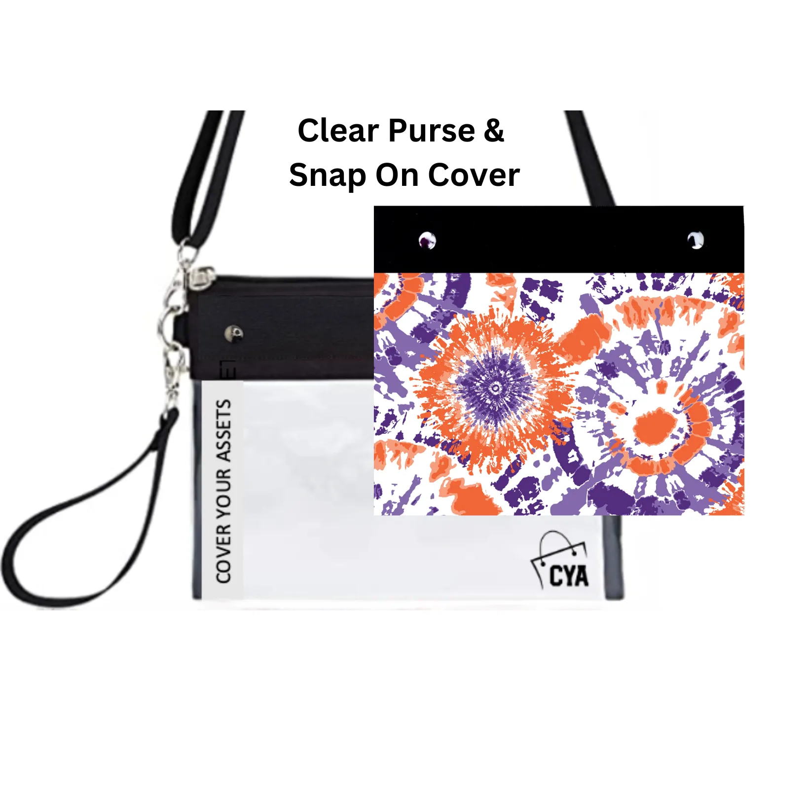 Orange & Purple Tie Dye - Wide - Purse & Cover sold by CYA - Cover Your Assets