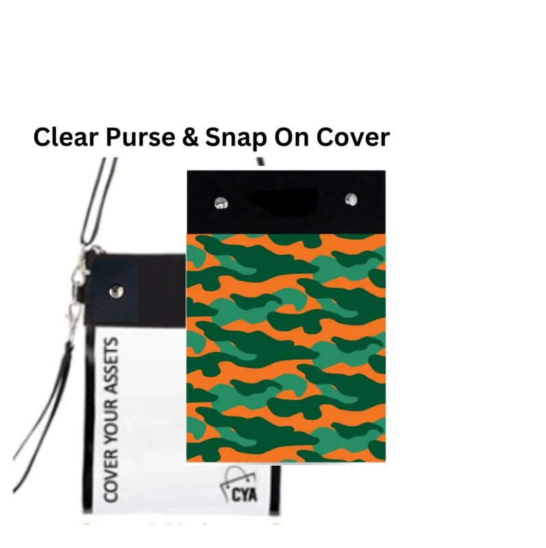 Green & Orange Camo - Tall - Purse & Cover sold by CYA - Cover Your Assets