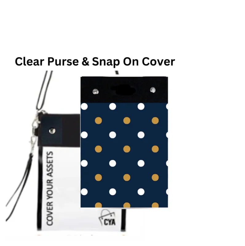 Navy & Gold Dots - Tall - Purse & Cover sold by CYA - Cover Your Assets
