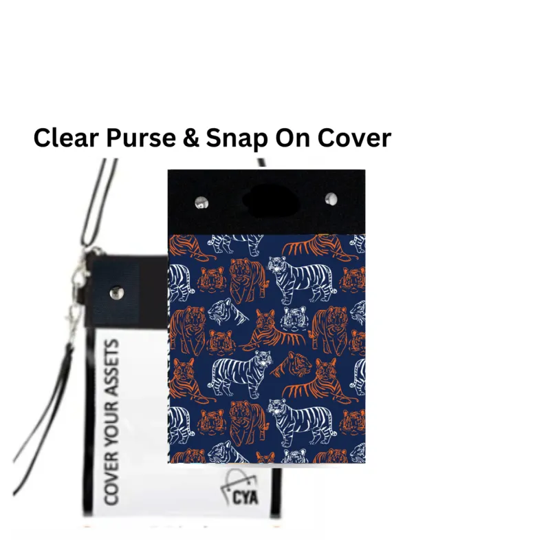 Navy w Wh & Orange Tigers - Tall - Purse & Cover sold by CYA - Cover Your Assets