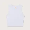 Lazo Fitted Crop Tank with Embroidery - White sold by Lazo