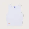 Lazo Fitted Crop Tank with Embroidery - White sold by Lazo