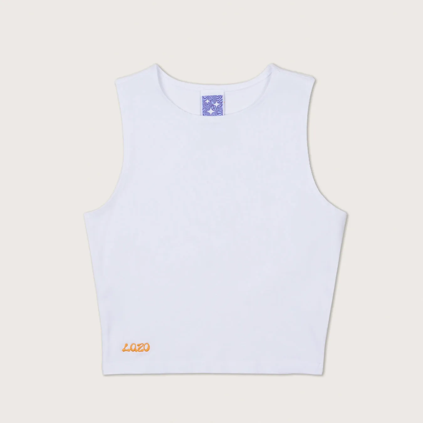 Lazo Fitted Crop Tank with Embroidery - White sold by Lazo