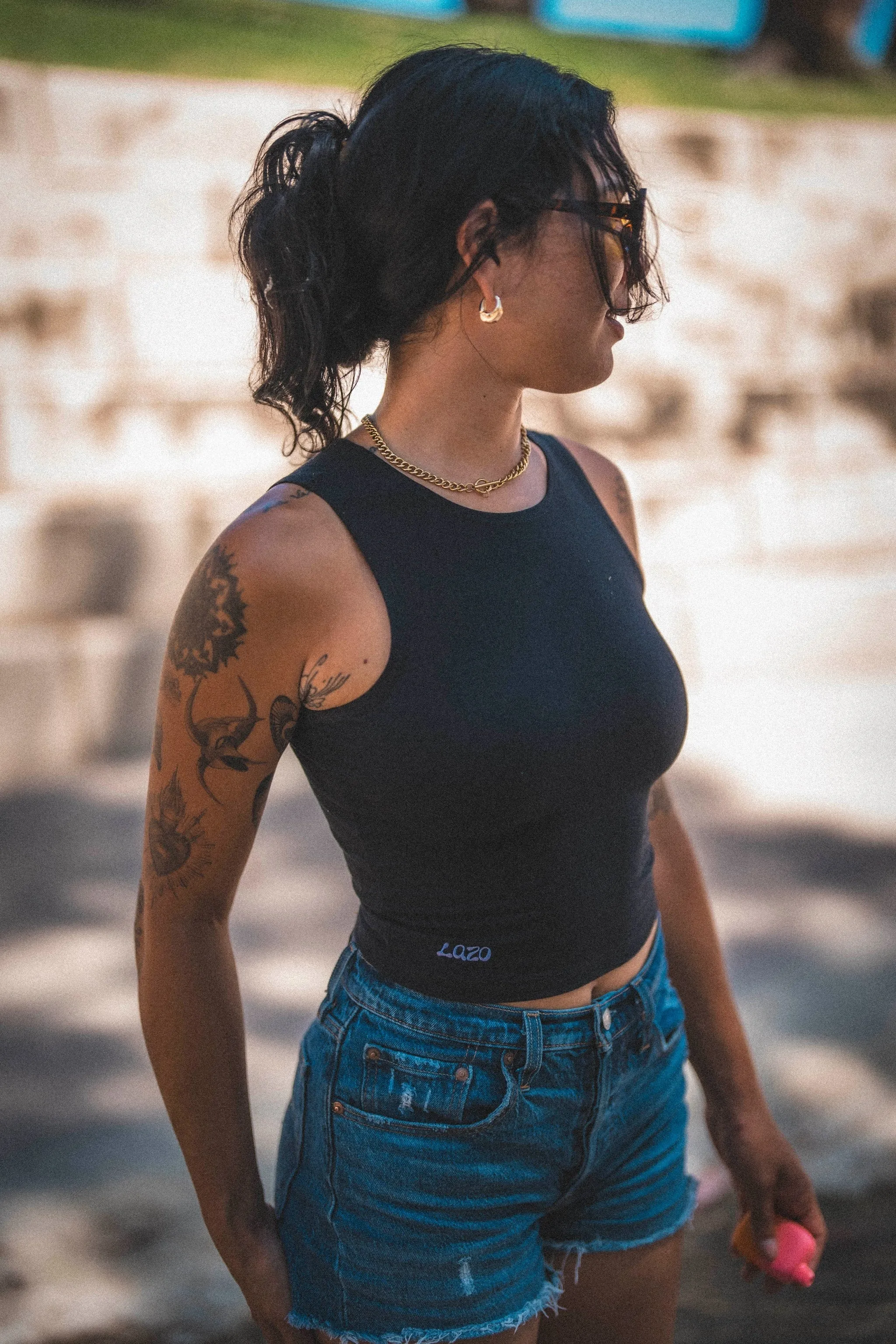Lazo Fitted Crop Tank with Embroidery - Black sold by Lazo product image thumbnail 5