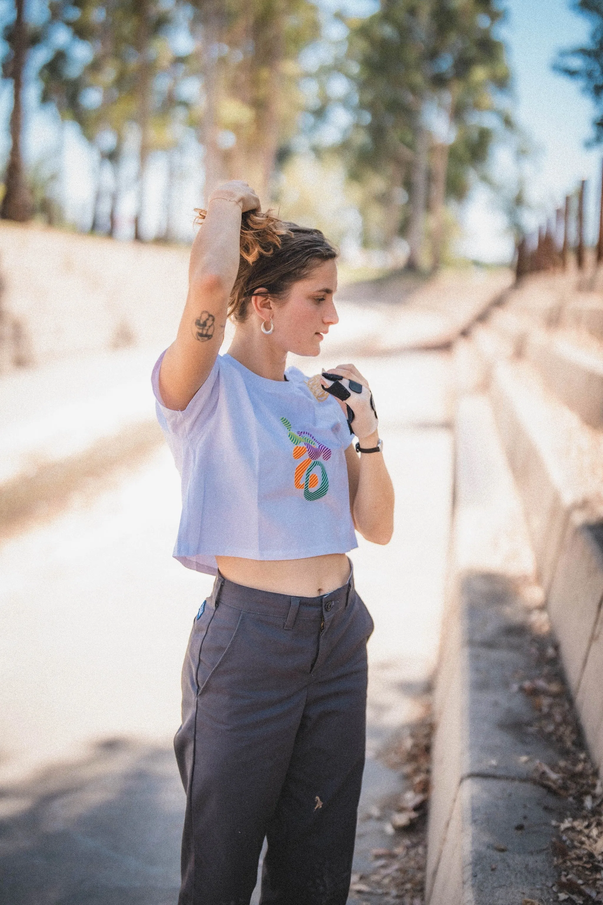 Lazo Crop Tee with Variegated Puff Print - White sold by Lazo product image thumbnail 5