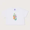 Lazo Crop Tee with Variegated Puff Print - White sold by Lazo