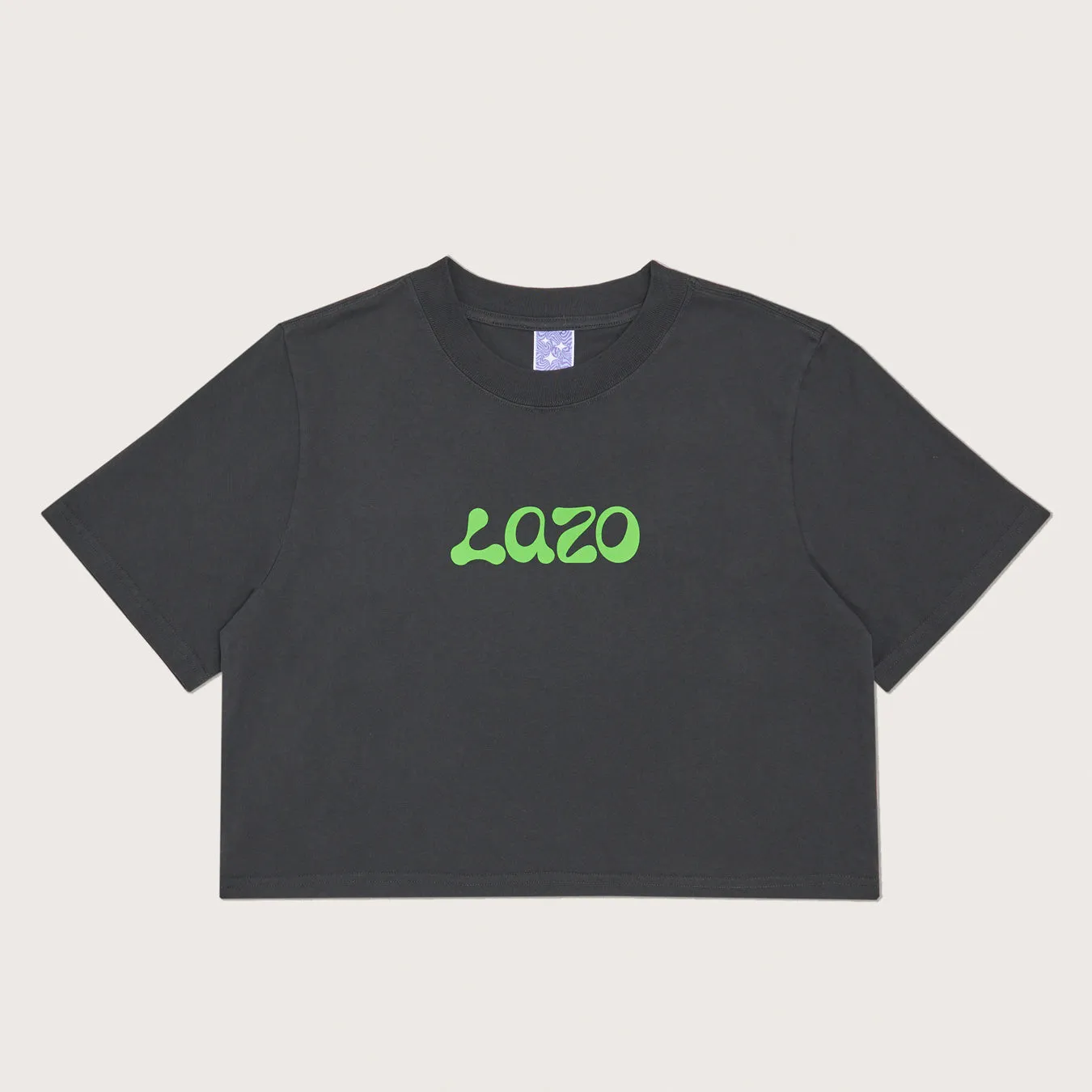 Lazo Crop Tee with Classic Logo - Faded Black sold by Lazo