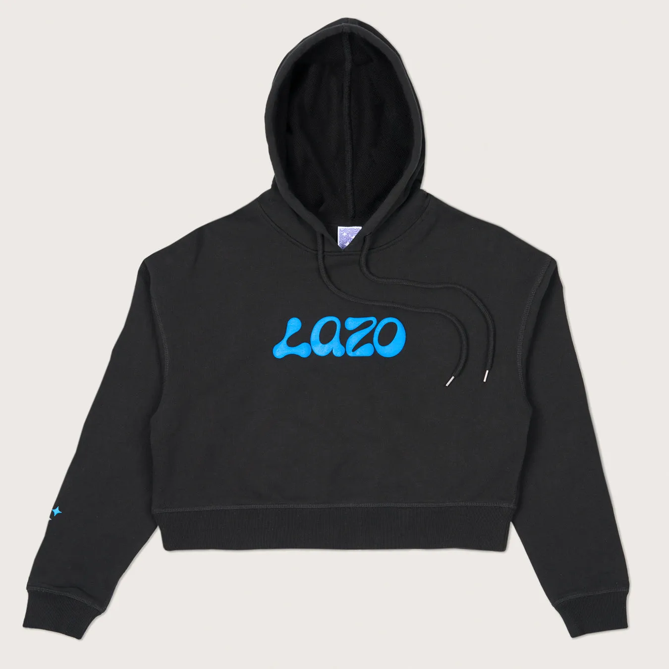 Lazo Crop Hoodie with Puff Print - Black sold by Lazo