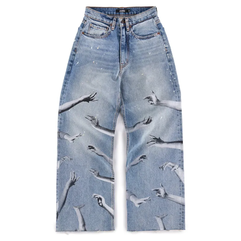 Wide Leg Jeans with Screenprint made by Lazo
