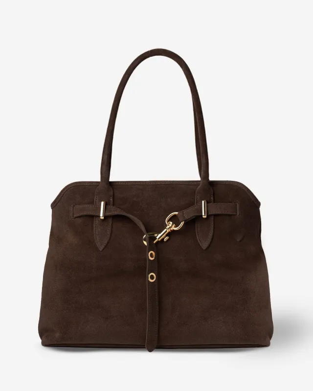 MIA Suede Leather Dark Moka sold by MADBAG