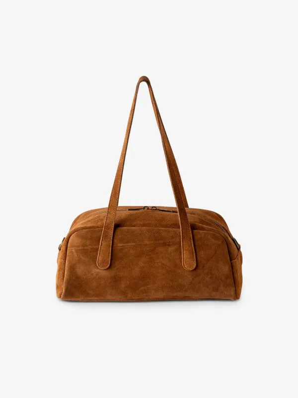 BAGUETTE BELLUCCI SHOULDER in Suede Camel sold by MADBAG