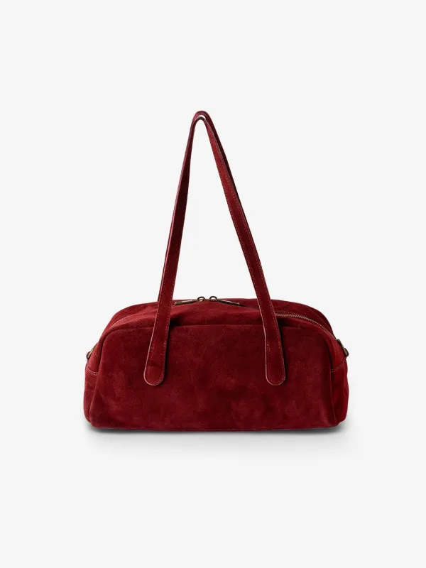 BAGUETTE BELLUCCI SHOULDER in Suede Burgundy sold by MADBAG
