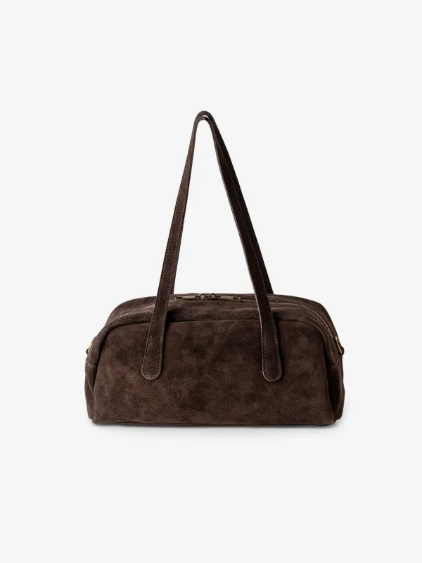 BAGUETTE BELLUCCI SHOULDER in Suede Chocolate sold by MADBAG