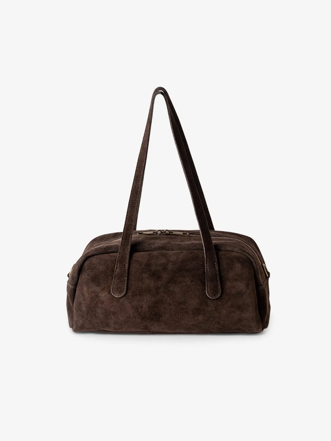 BAGUETTE BELLUCCI SHOULDER in Suede Chocolate sold by MADBAG