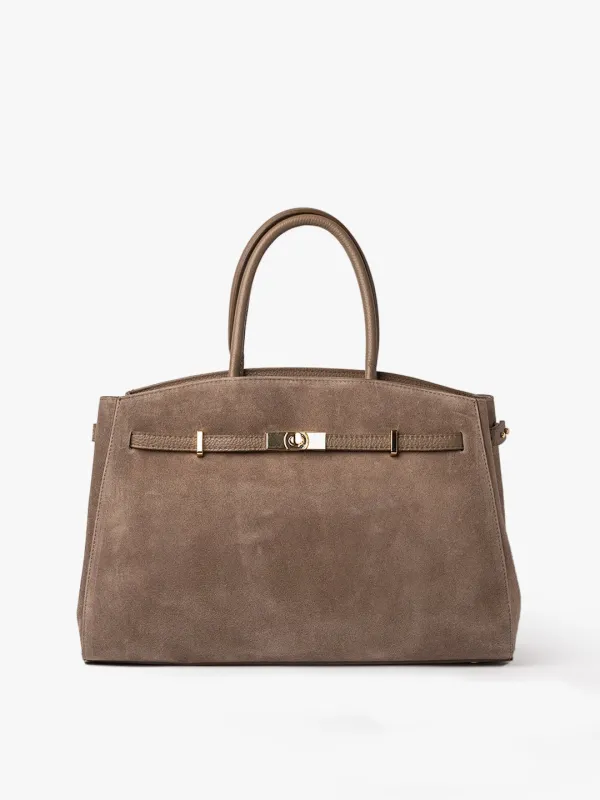 TOTE DIVA in Suede Toupe sold by MADBAG