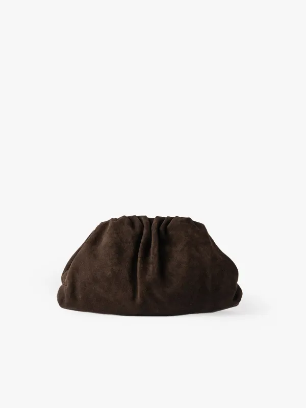 POCHETTE NINA in Suede Dark Moka sold by MADBAG