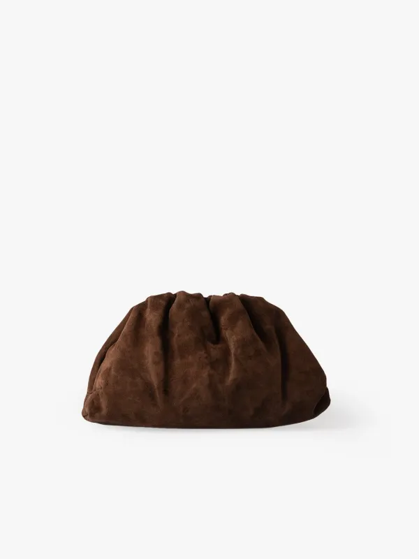 NINA CLUTCH in Suede Leather Chocolate sold by MADBAG