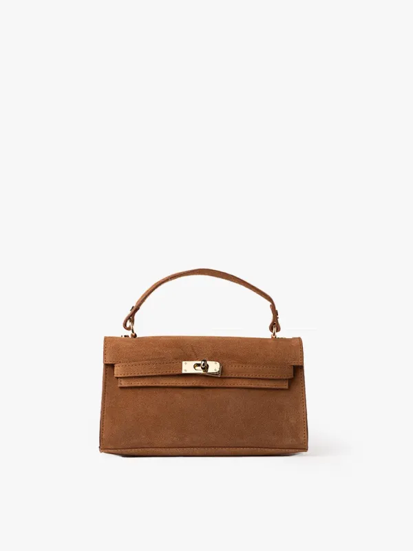 CLUTCH CITY in Suede Camel  sold by MADBAG