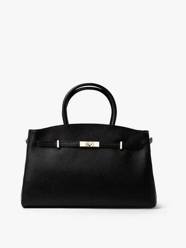 TOTE DIVA in Dollar Leather Jet Black sold by MADBAG