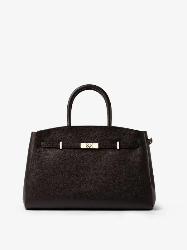 TOTE DIVA in Dollar Leather Dark Moka sold by MADBAG