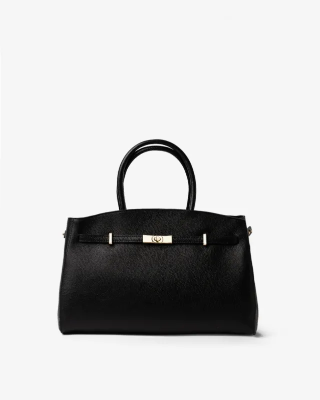 Midi TOTE DIVA in Leather Black sold by MADBAG