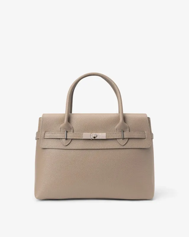 BOWLING in dollar leather Taupe made by MADBAG