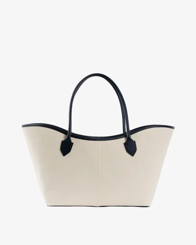 LOREN in Beige Canvas and Blue Leather made by MADBAG