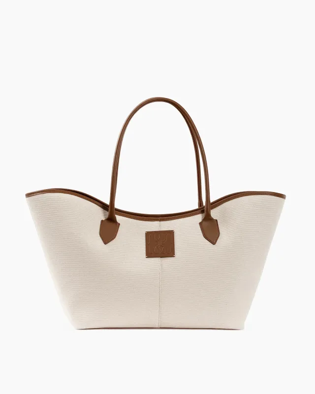 LOREN in Beige Canvas and Chocolate Leather made by MADBAG