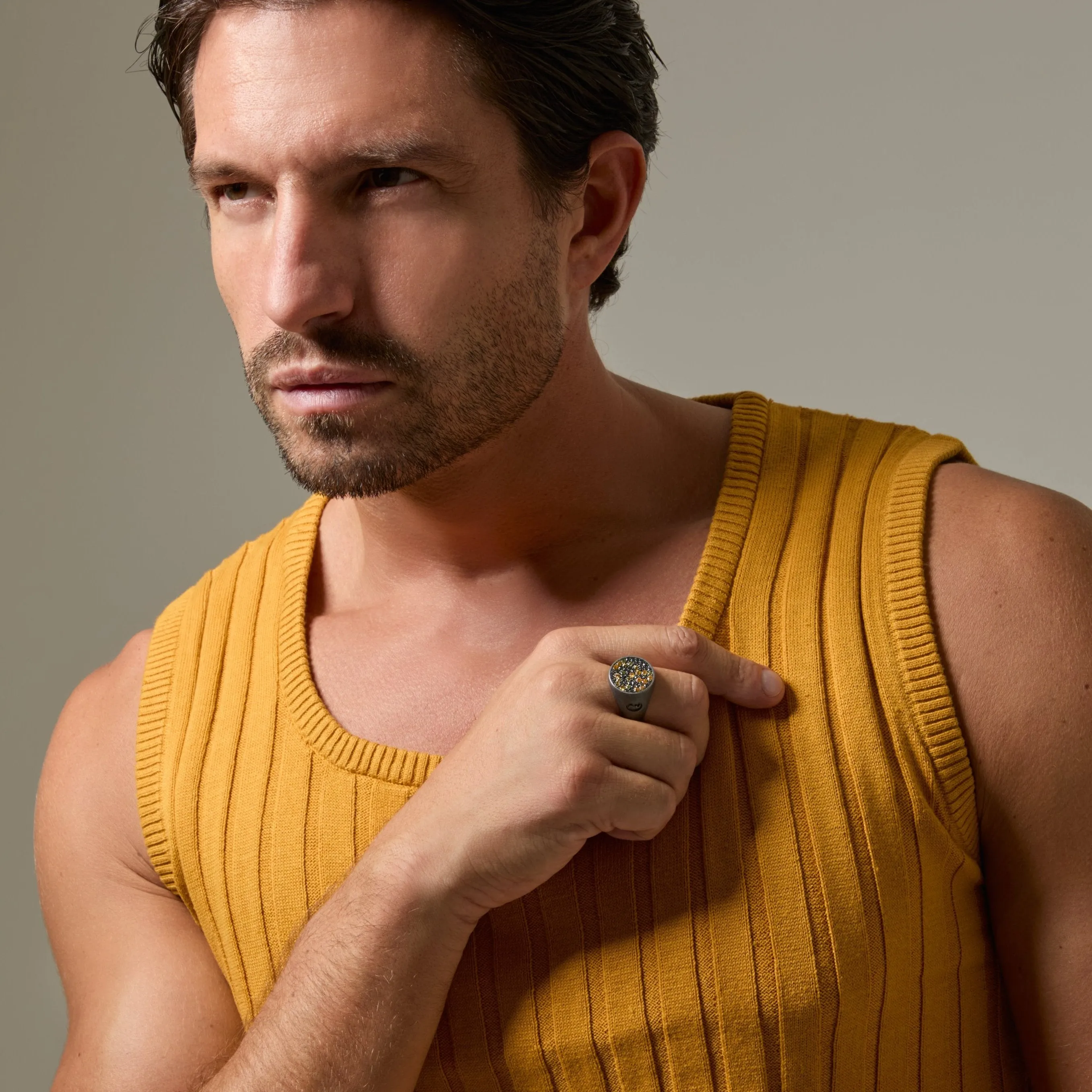 MONETA Yellow Sapphires and Black Diamonds Signet Ring sold by Marco Dal Maso product image thumbnail 2