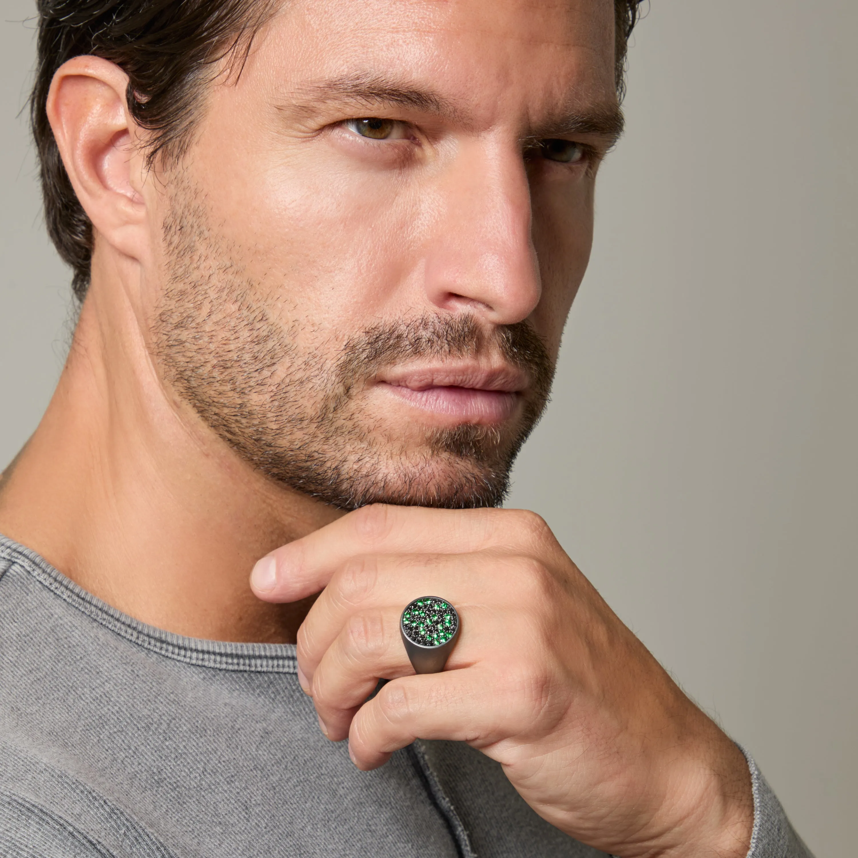 MONETA Tsavorite and Black Diamonds Signet Ring sold by Marco Dal Maso product image thumbnail 2